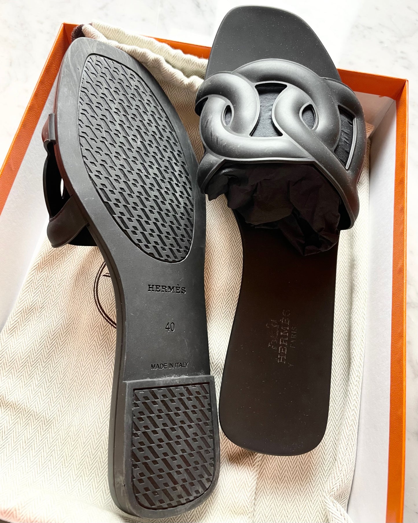hermès aloha rubber sandals, size 40