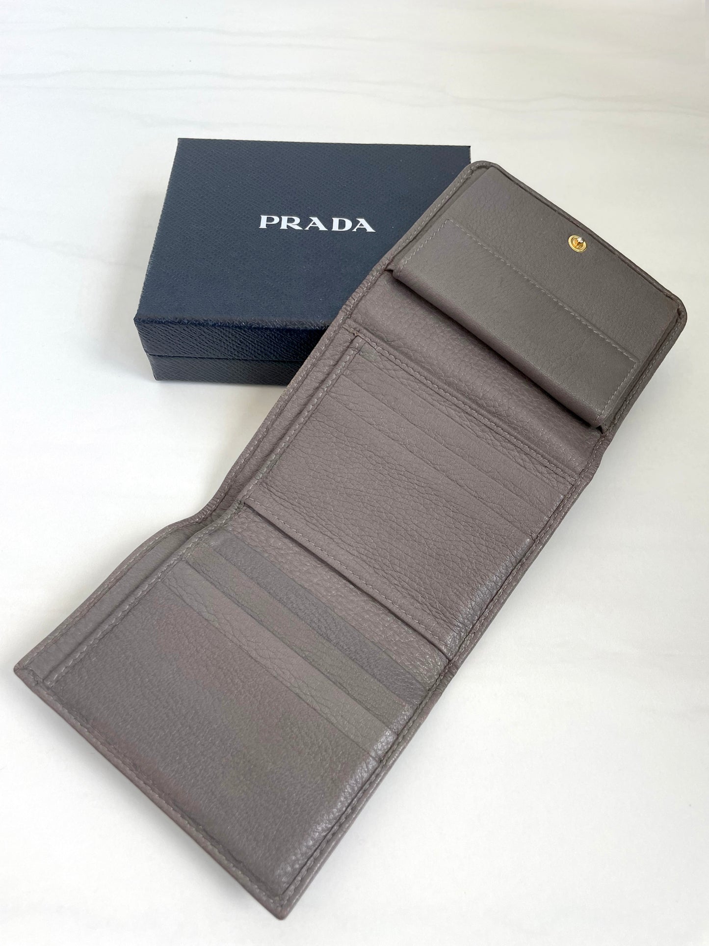 Prada Grey Tri-fold Wallet