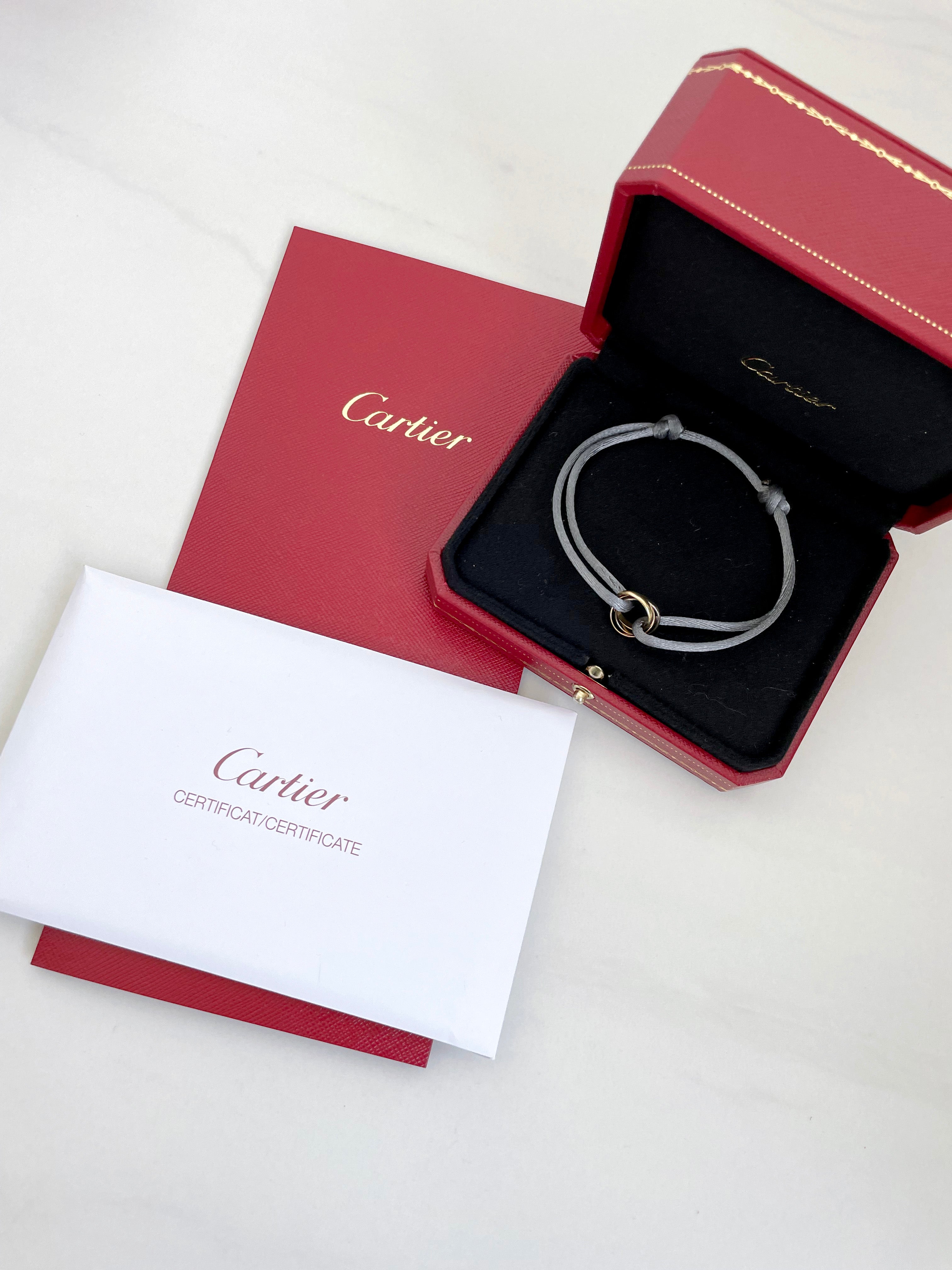 Cartier Trinity Cord Bracelet 18K Yellow White Rose Gold