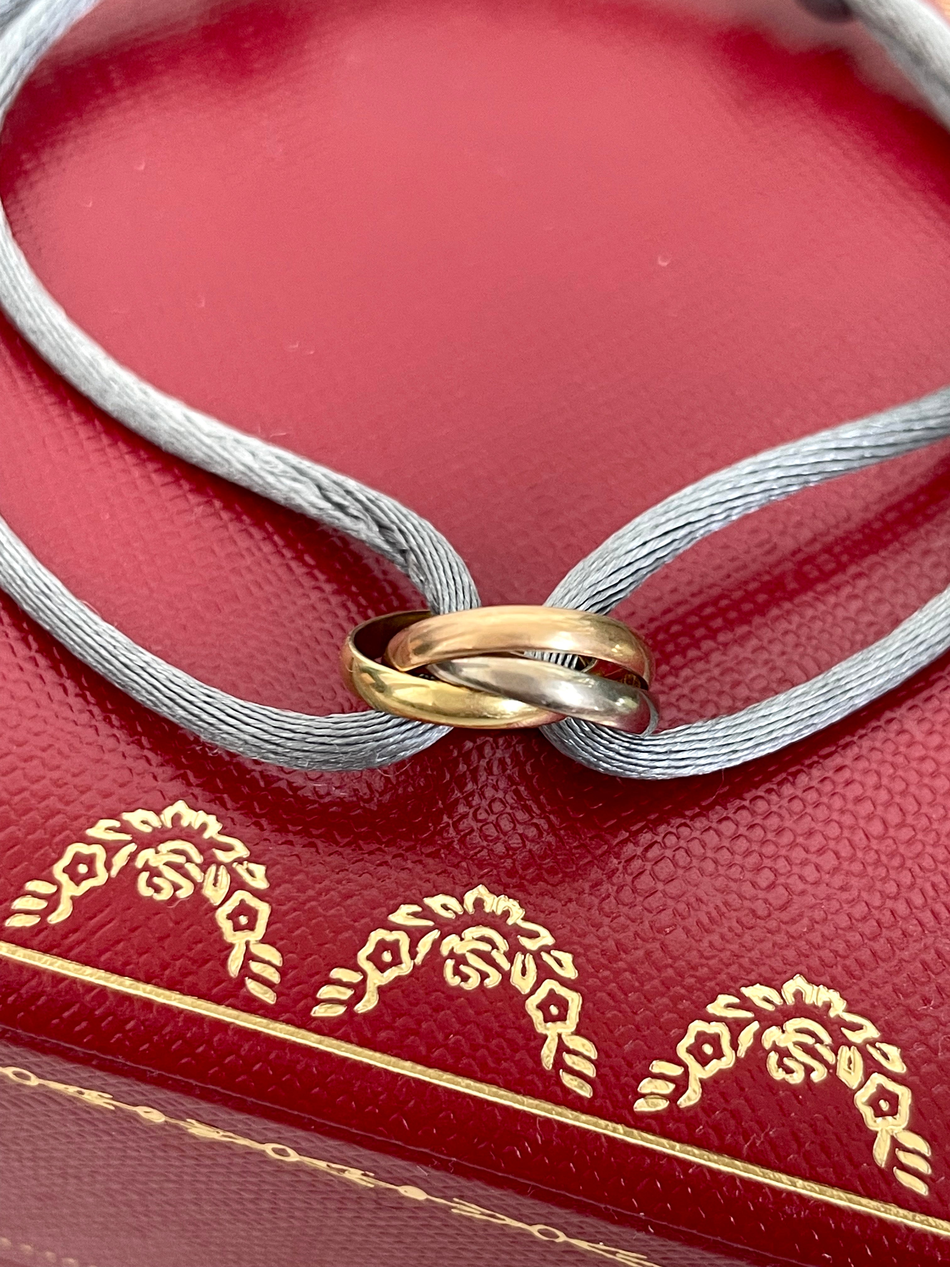 Cartier Trinity Cord Bracelet 18K Yellow White Rose Gold