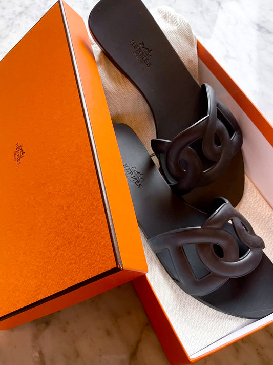 Hermès Aloha Rubber Sandals, Size 38