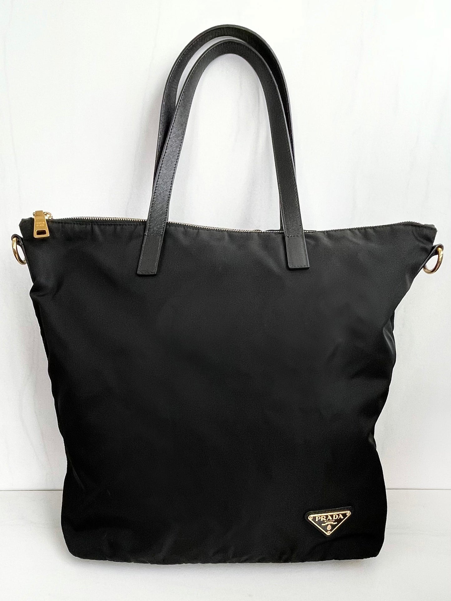 Prada Black & Gold Nylon Tote